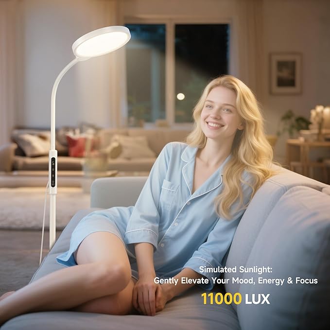 Happy Light Therapy Lamp, 11000 Lux UV-Free Floor Sun Light Lamp - Image 2