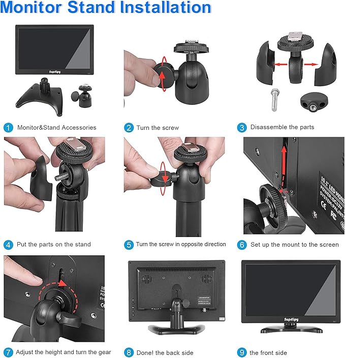 Suprlipy 12 inch FHD Small IPS Monitor LCD Display Screen 1920x1080 60Hz 16:9 - Image 9