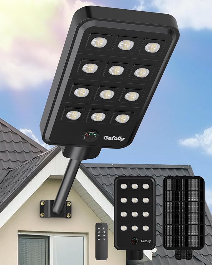 Gefolly G-13000W Solar Street Light Outdoor, Wide Angle Commercial Parking Lot by GefollyLight