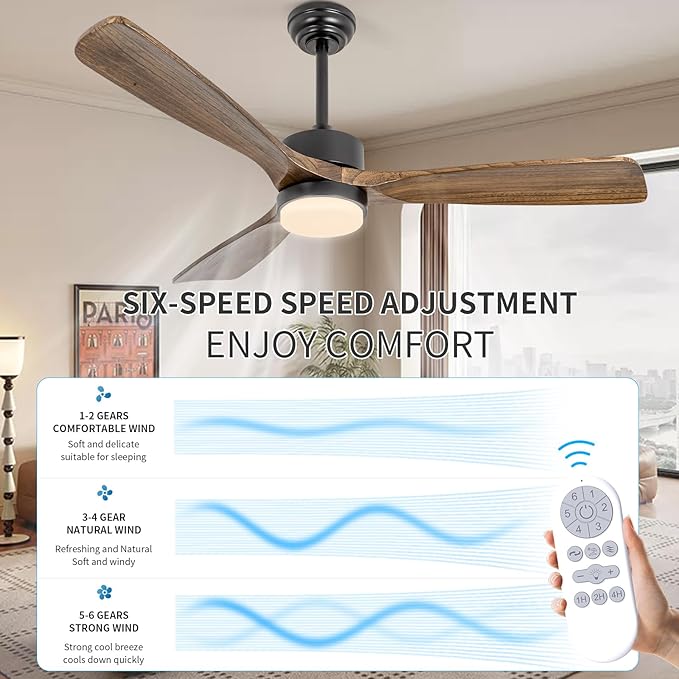 revoici 52" Ceiling Fans with Lights and Remote Control, Indoor Outdoor Ceiling - Image 5