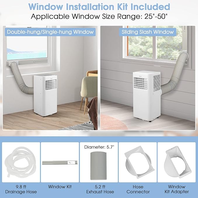 COSTWAY Portable Air Conditioner, 8000 BTU 3-in-1 Personal AC Unit - Image 6
