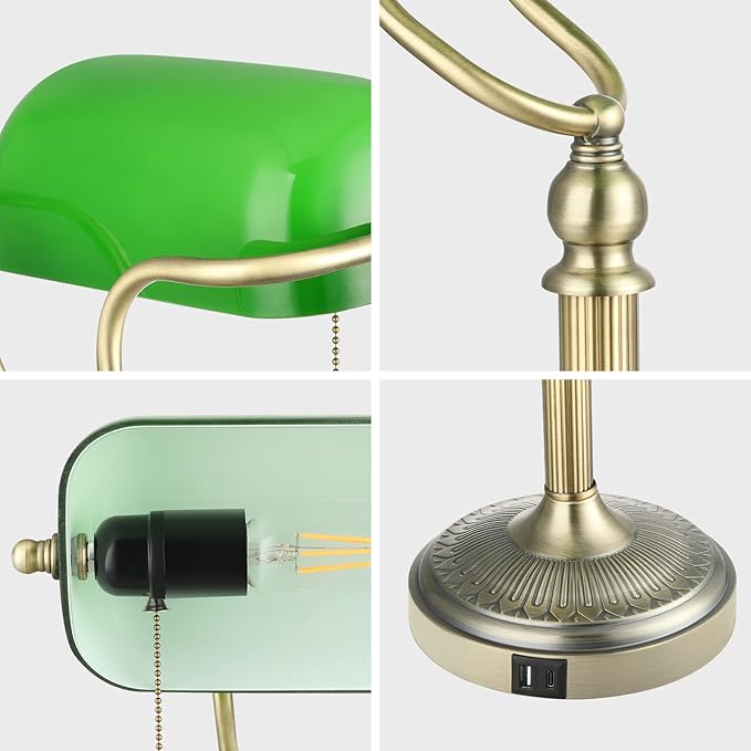 Newrays Green Glass Bankers Desk Lamp - Image 6