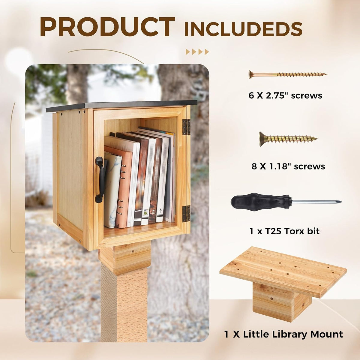 threehoney outdoor little library mount 14x8x5.91 inch stable on a desk or shelf