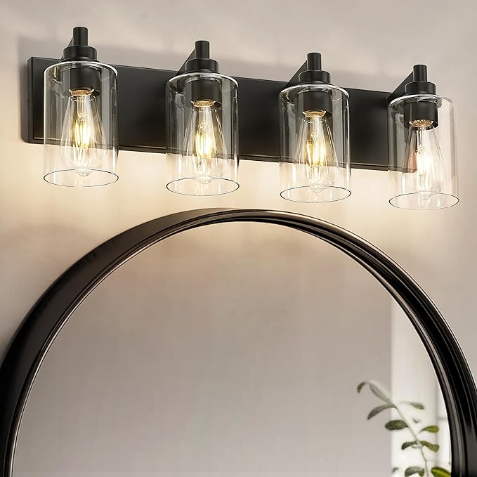 METWET 4-Light Bathroom Light Fixtures, Modern Vanity Lighting Fixtures Over - Image 2
