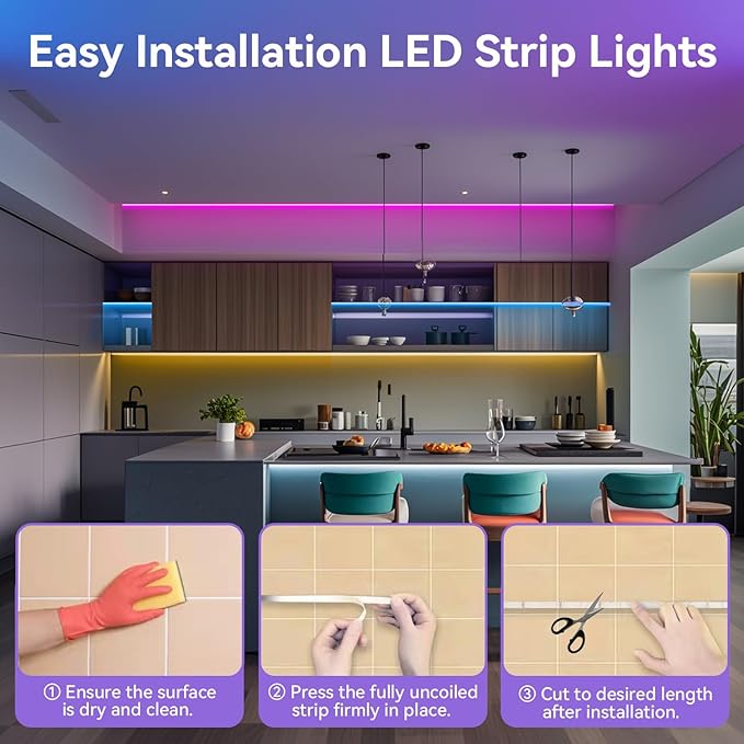 CHARKEE LED Lights for Bedroom 100 ft, Color Changing LED Strip Lights - Image 7