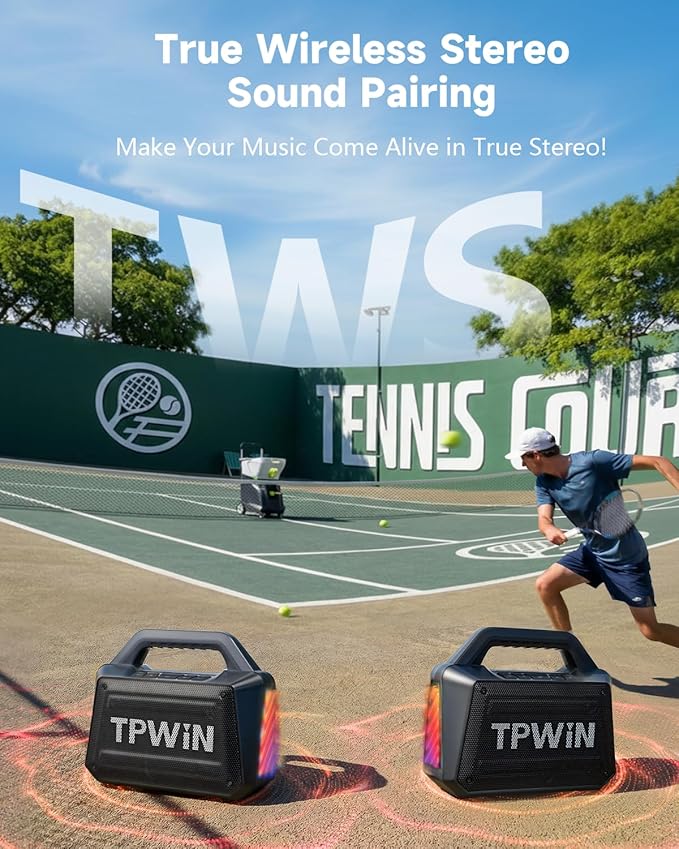 TPWIN Bluetooth Speaker - 80W Loud Rugged Outdoor Speakers - Image 8