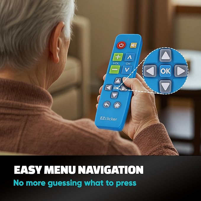 EZclicker Plus Big Button Universal TV Remote Simple Easy to Use, Works - Image 8