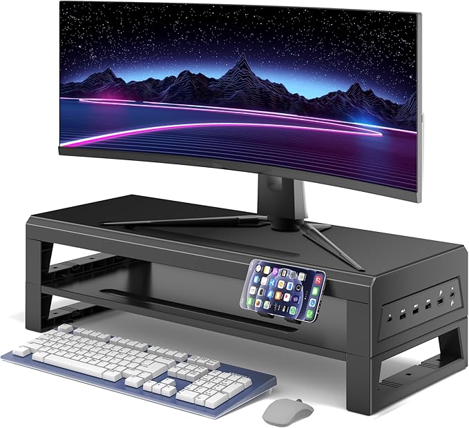 GECKOSTROLL 2-Tier Metal Computer Monitor Stand & Laptop Desk Shelf, 21.6 Inches by Unknown