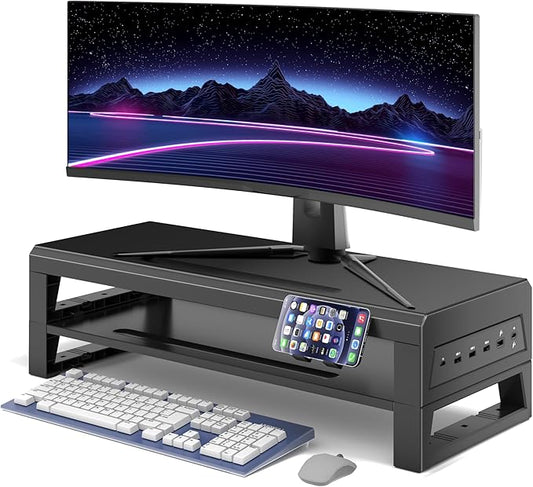 GECKOSTROLL 2-Tier Metal Computer Monitor Stand & Laptop Desk Shelf, 21.6 Inches by Unknown