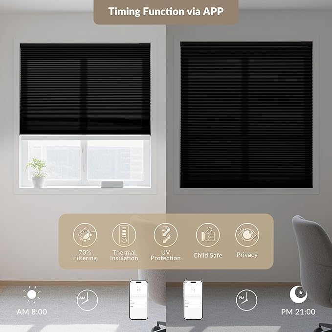Boolegon No Drill Motorized Cellular Blinds - Image 4