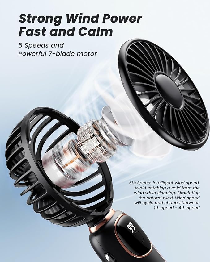 coldSky Portable Handheld Fan, 4000mAh Battery Operated 3 in 1 Multifunction - Image 7