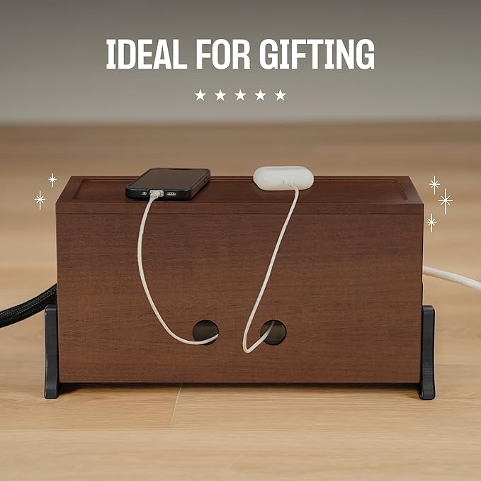Extra Large Cable Management Box, Wood Cord Hider Box & Organizer - Image 3