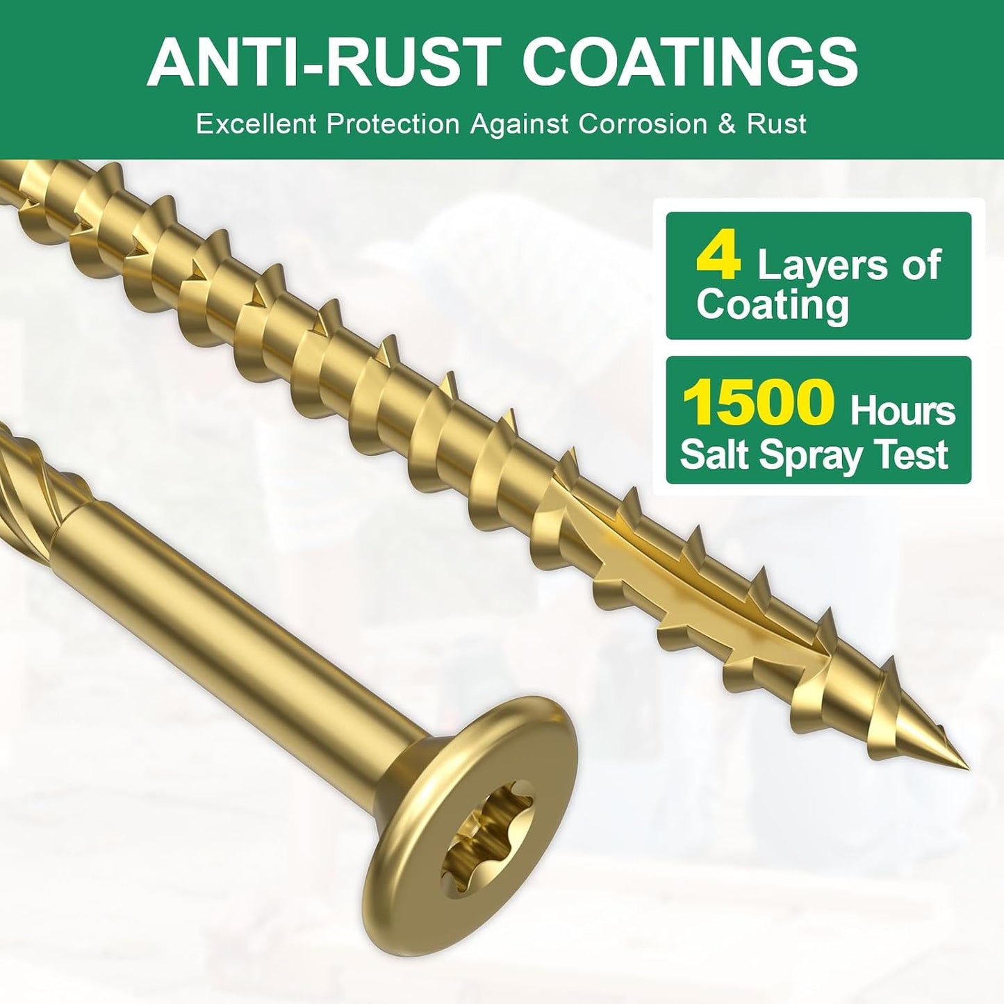 #9 x 2-1/2" Deck Screws, 100 Pcs Star Drive Wood Screws | Rust Resistant Construction Torx Screws for Timber/Log/Landscaping Wood, 4-Layer Coating, T25 Star Bit Included, Bronze