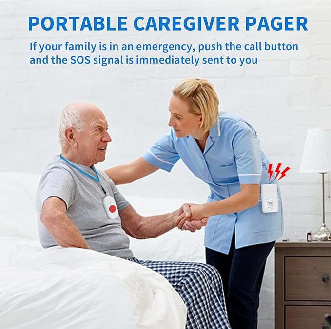 Wireless Caregiver Pager Nurse Alert System SOS Call Button Vibration Pager - Image 3