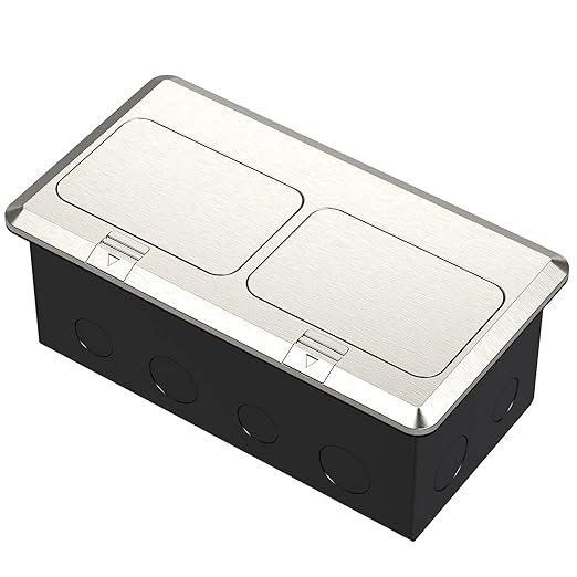 KYHSHJ Dual Pop-Up Floor Electrical Outlet Box Kit，20 Amp Stainless Steel TR - Image 3