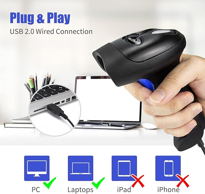NetumScan USB 1D Barcode Scanner, Handheld Wired CCD Barcode Reader Supports - Image 2