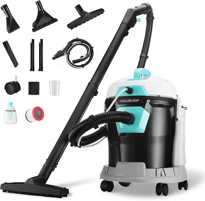 HAUSHOF 4 Gallon 5.5 Peak HP Wet/Dry Vacuum Upholstery Cleaner, Portable Shop by HAUSHOF