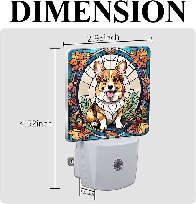 PODMemory Corgi Stained Glass Night Lights Plug into Wall - Image 2
