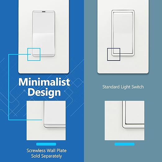 LIDER Matte White Minimalist Design Decorator Switch, Frameless Paddle Wall - Image 4