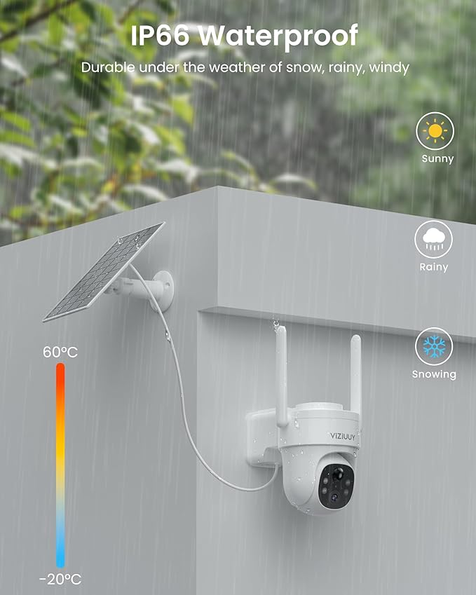 VIZIUUY Solar Security Cameras Wireless Outdoor, 2 Pack 3MP Security Cameras - Image 9