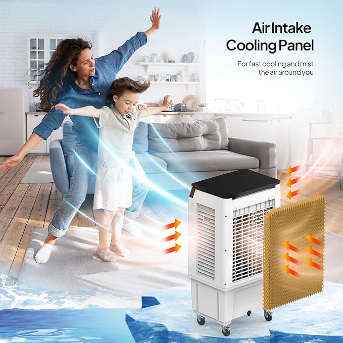 ROVSUN 2300CFM Portable Air Cooler, 7.9Gal/30L Evaporative Swamp Cooler - Image 8