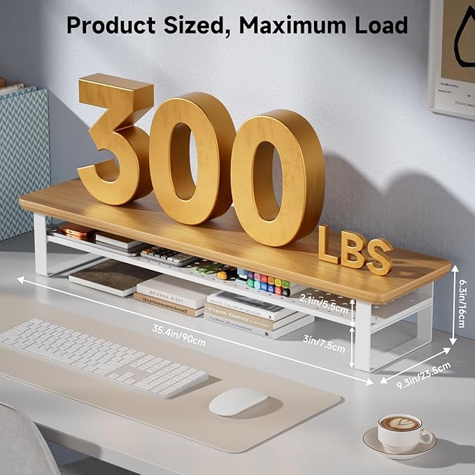 NestNeat Dual Monitor Stand, 35.4 Inch Monitor Stand Riser - Image 2