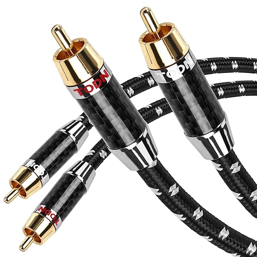 TODN RCA Cables Audiophile Male to Male Stereo Shielded HiFi OFC RCA Cable by TODNAudio