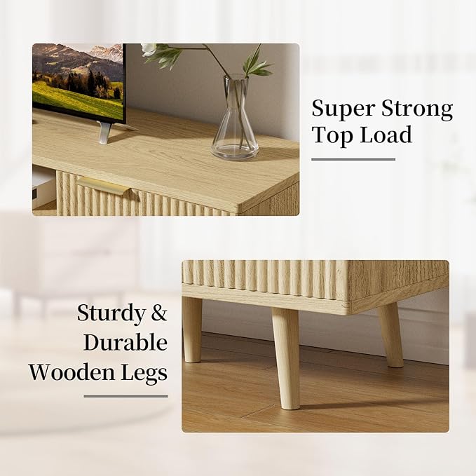 YLGJ&TIDY Modern Wood TV Stand Up to 60'', Universal Entertainment Center - Image 5