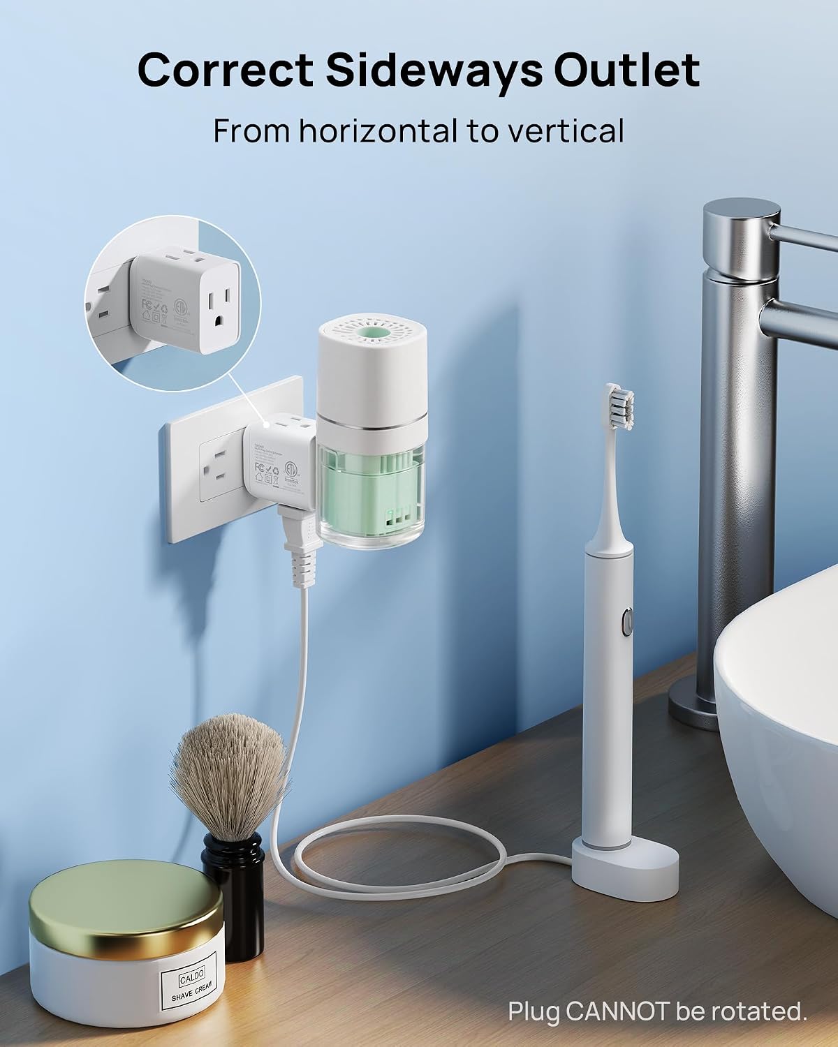 TROND Multi Plug Wall Outlet Extender 2 Pack, Small Outlet Splitter, White | ETL Listed 3 Way Plug Extender Fit Large Adapter, Multiple Wall Expander for Cruise Travel Home Kitchen Bathroom Tight Space