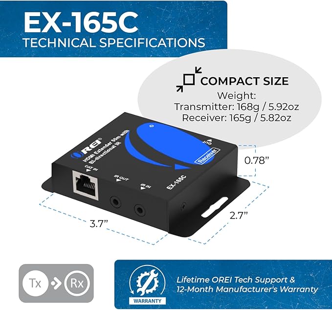 OREI HDMI over Ethernet Extender over Cat6/Cat7 Cable upto 165 Feet 1080p - Image 5