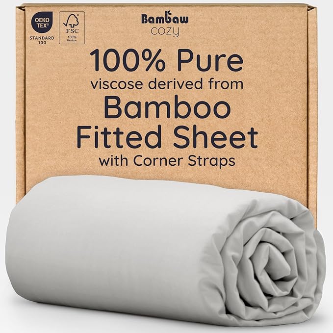 Bambaw 100% Viscose Derived from Bamboo Fitted Sheet King Size, Cooling Fitted by Bambaw