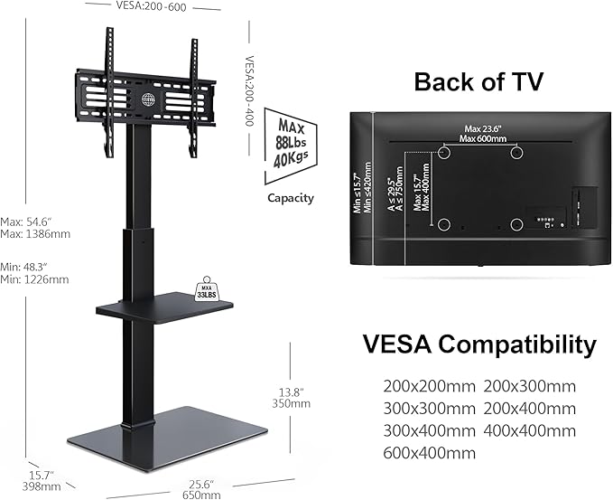 FITUEYES Swivel Floor TV Stand - Image 7