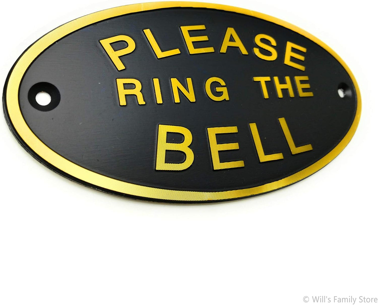 Please Ring the Bell Aluminium Doorbell Sign with Screws Black and Golden 5.5x2.7 inch
