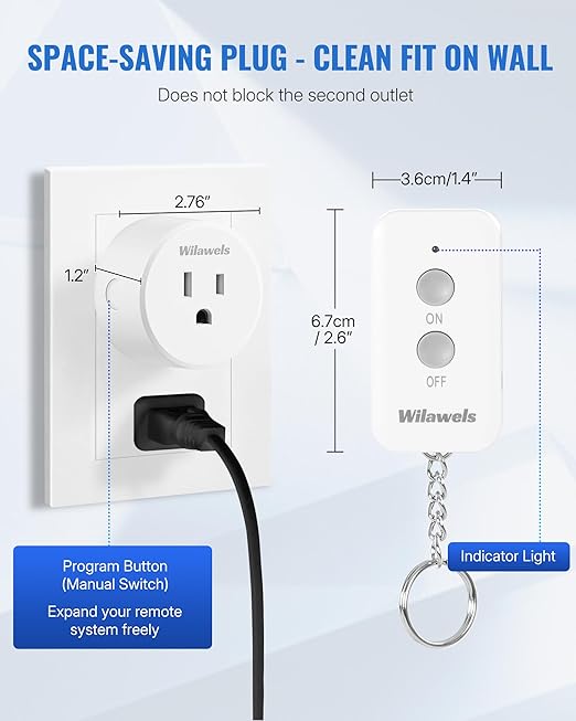 Remote Control Outlet Plug, WILAWELS Wireless Remote On Off Switch - Image 6