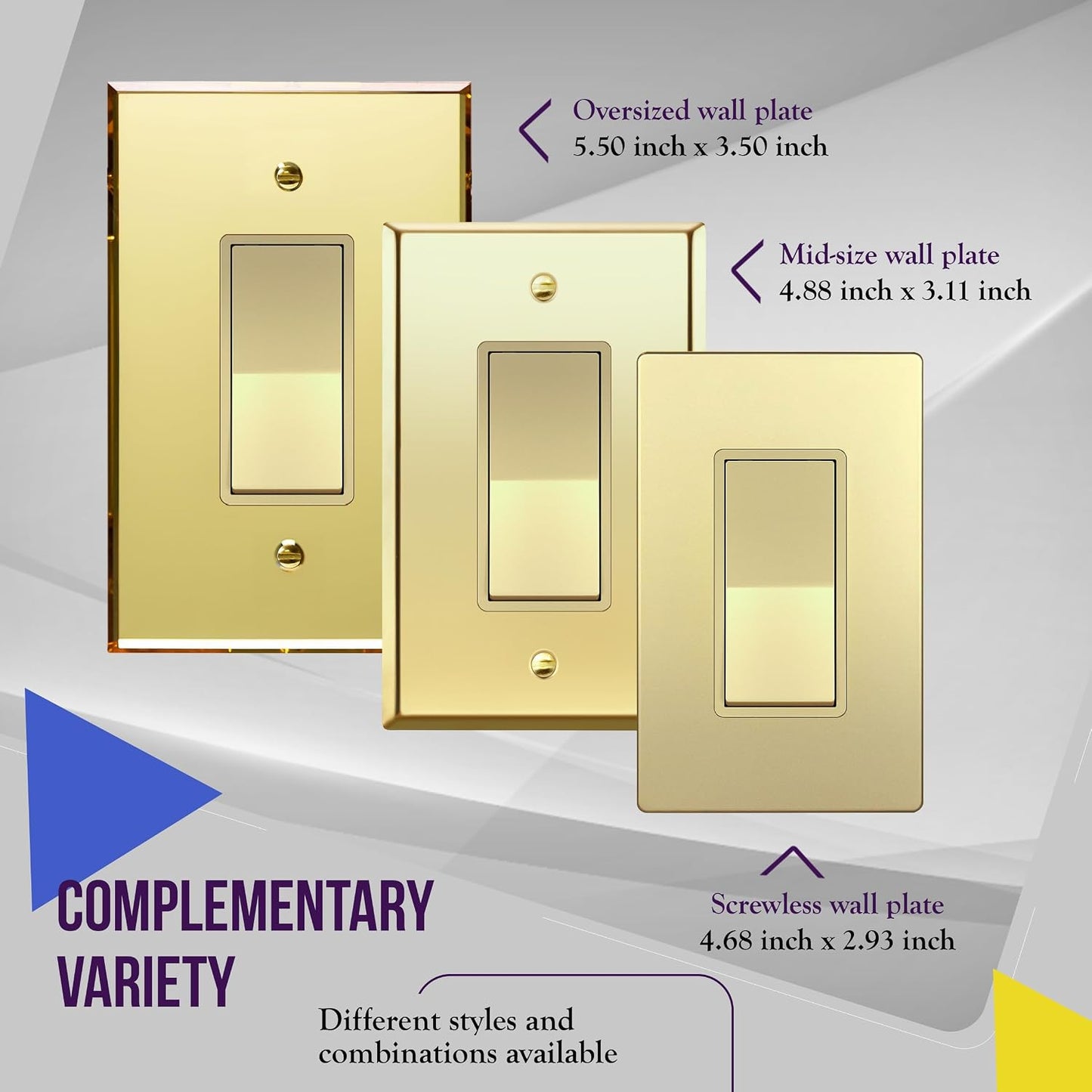 ENERLITES Gold 3-Way Decorator Paddle Rocker Light Switch, 15A, 5 Pack | Three Way or Single Pole Decorative Switch, 120V/277V, 3 Wire, Grounding Screw, Residential Grade, Gloss Finish, UL Listed