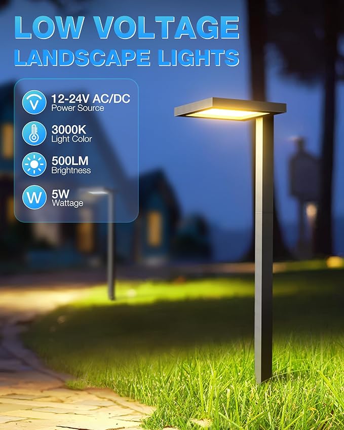 SUNVIE 5W Anti-Glare Low Voltage Pathway Lights Wired 12-24V LED Landscape Path - Image 2