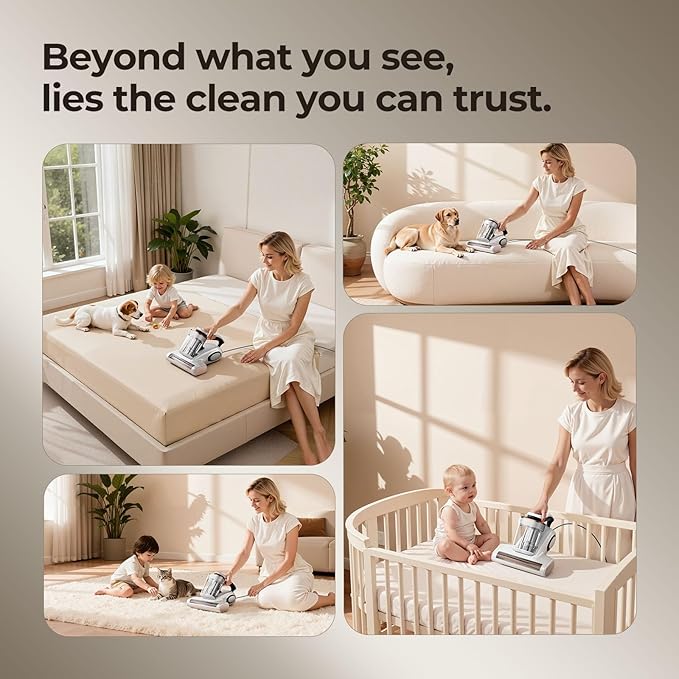JIGOO Bed Vacuum Cleaner with Dust Sensor, Mattress Vacuum Cleaner with UV & - Image 9