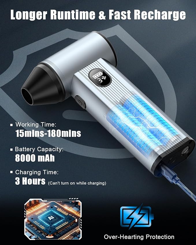 Compressed Air Duster with150, 000RPM Brushless Motor, 8000mAh Battery - Image 5
