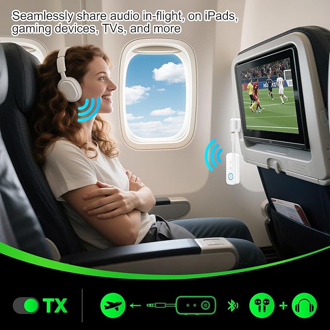 Premium Pro Bluetooth 5.4 Transmitter Receiver, Airplane Audio Adapter - Image 3