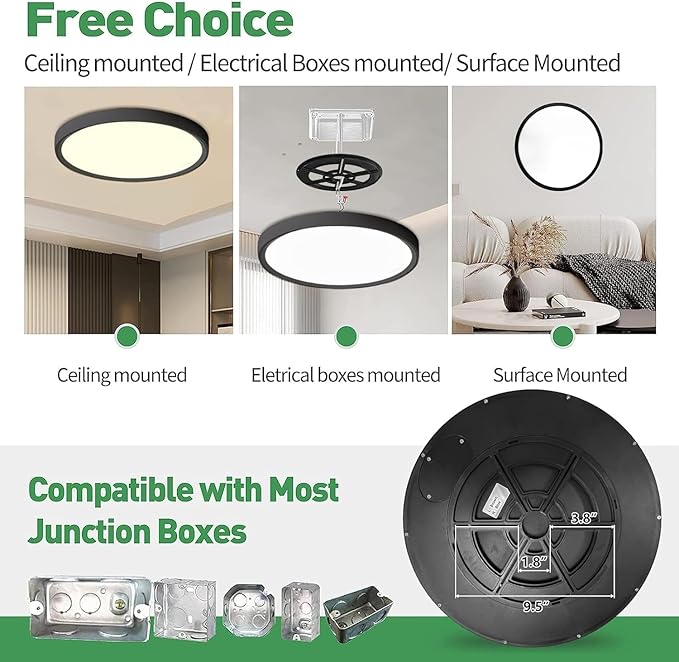 15.8 Inch Dimmable LED Flush Mount Ceiling Light, 3000K/3700K/4000K/5000K/6000K - Image 5