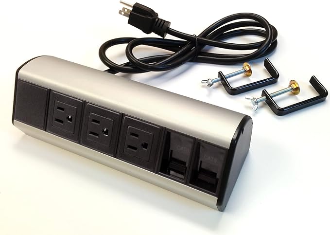 Power & Data Desk Edge Mount Tabletop Center by Electriduct