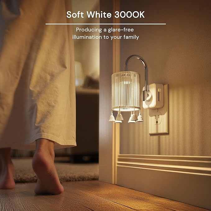 L LOHAS LED Night Lights Plug into Wall, Boho Fabric Cylinder Night Light - Image 4