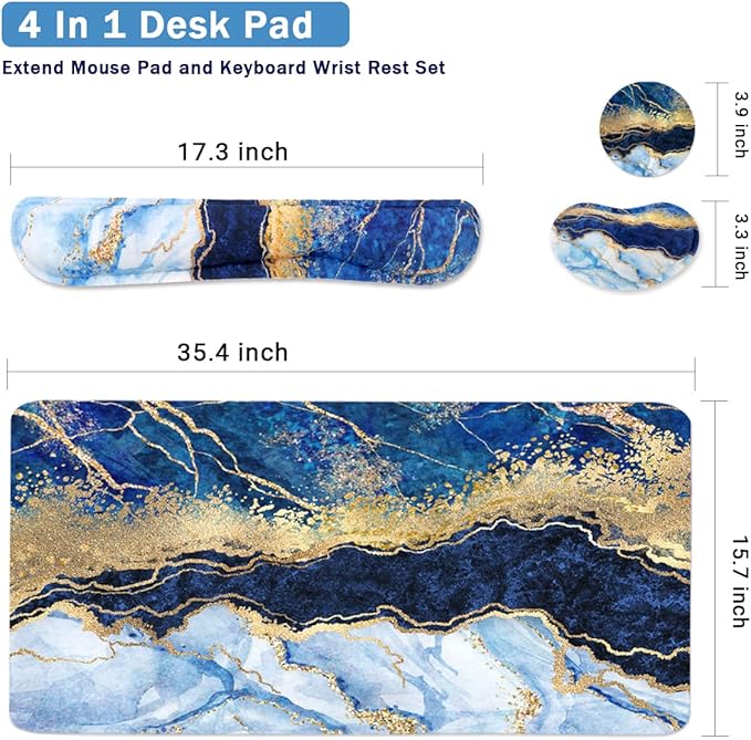 4-in-1 Large Gaming Mouse Pad, Keyboard Wrist Rest Pad & Wrist Support Mousepad - Image 3