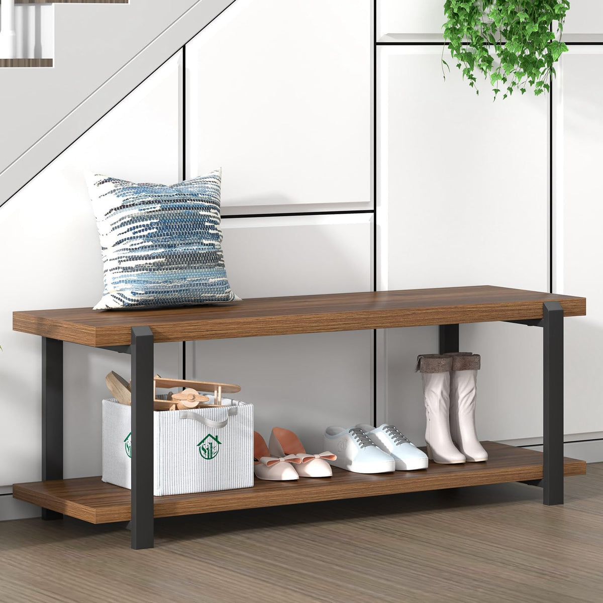 foluban entryway bench with shoe storage, modern end, main product view