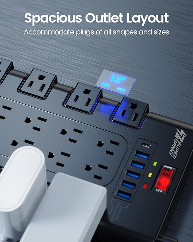 Power Strip, SUPERDANNY Surge Protector - Image 3