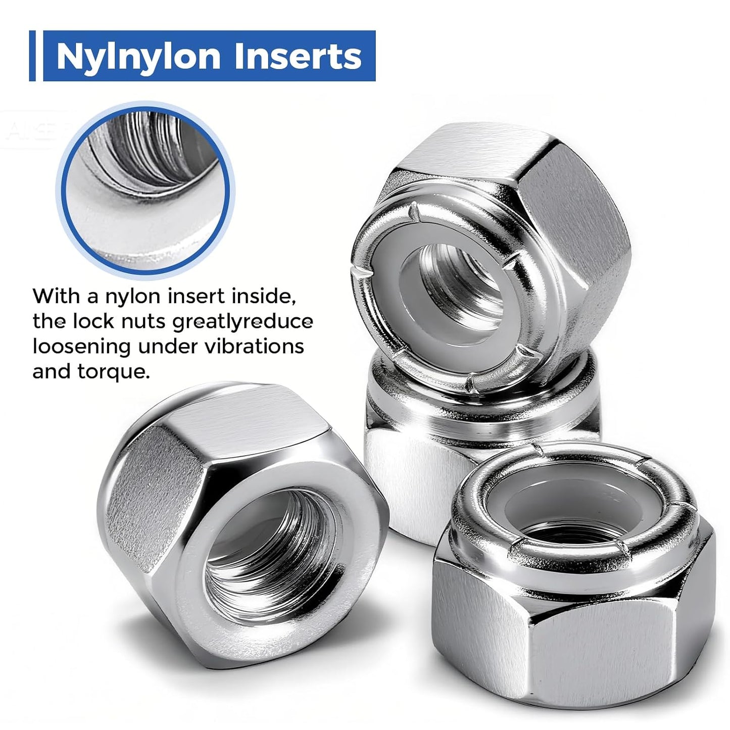 1/4"-20 Lock Nuts, 100-Pack, Premium Carbon Steel | Nylon insert lock nuts. Rust-proof & corrosion-resistant. For furniture, auto, machinery, construction. Storage box included.