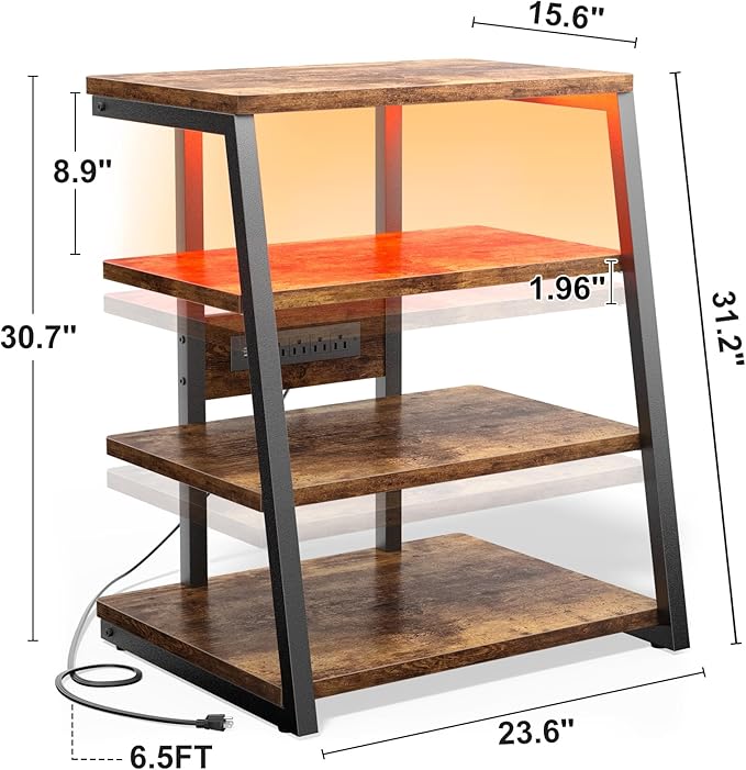 Besiost AV Media Stand with Outlets, Media Console with LED Lights, Stereo - Image 3