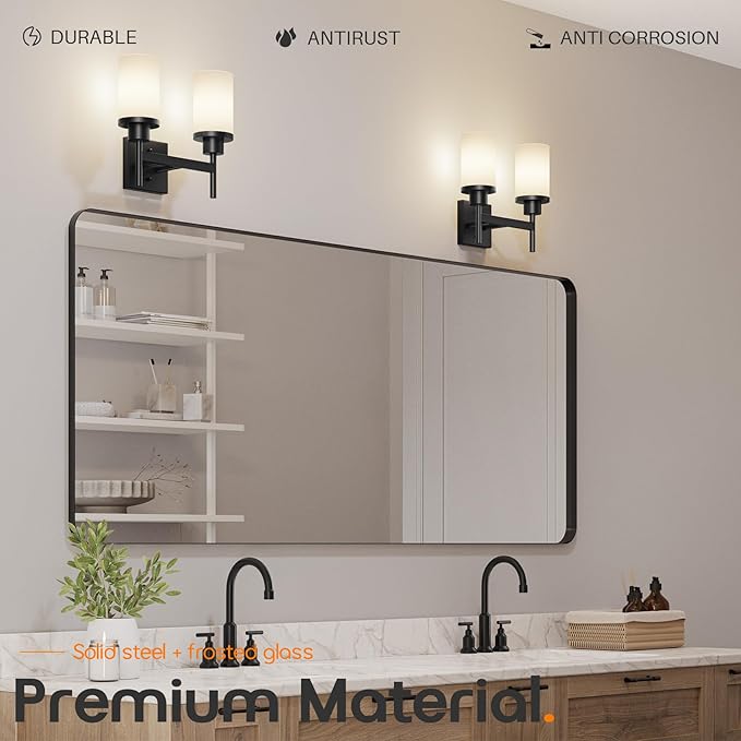 AONEON Wall Light Fixtures Matte Black Bathroom Vanity Lights Over Mirror - Image 6