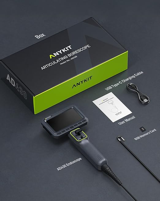 Anykit Articulating Borescope, 210° Two-Way 0.22in Slim Probe Endoscope - Image 9