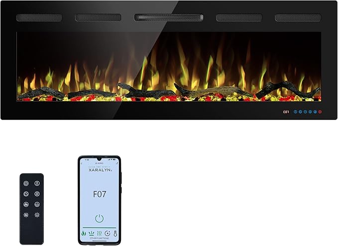 50" WiFi Electric Fireplace Inserts, Recessed and Wall Mounted Fireplace Heater - Image 7